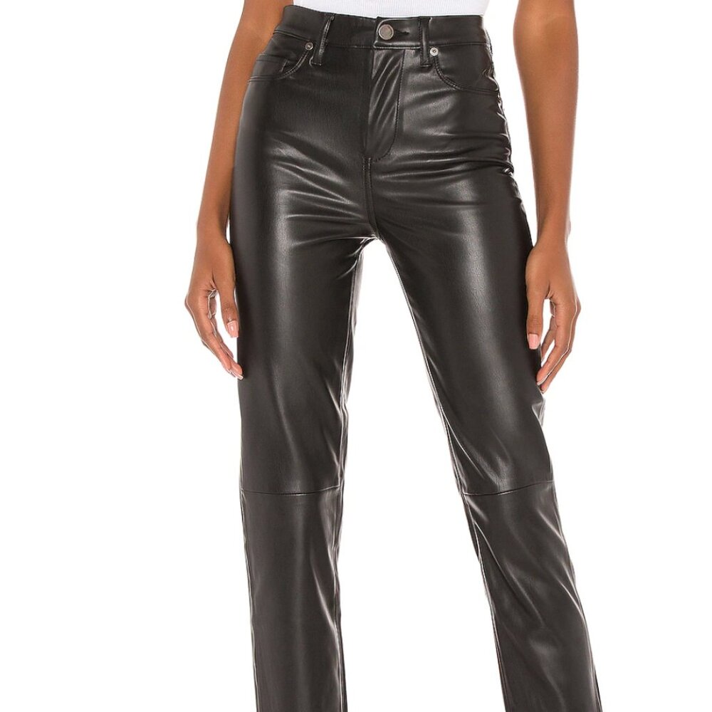 BLANKNYC Black Faux Leather Straight Leg Pant Size 27